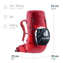 Deuter Wanderrucksack Futura 26 (für Tages- und Mehrtageswanderungen, komfortables Tragesystem) rot - 26 Liter
